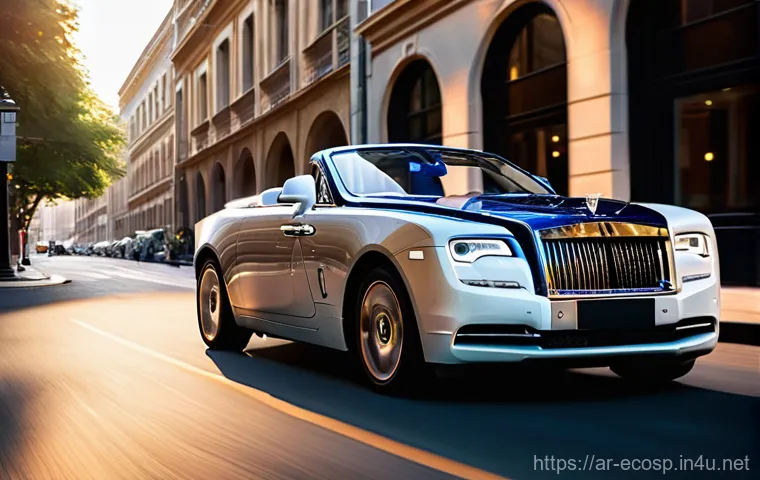 롤스로이스 던의 최신 모델 리뷰 - **Prompt 1: Rolls-Royce Dawn - Evening City Elegance**
    "A stunning Rolls-Royce Dawn convertible,...