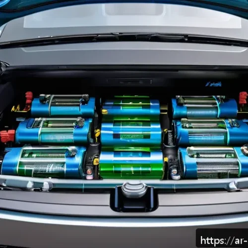 Home 33 애스턴마틴 라피드 E 전기차의 배터리 수명 - A highly detailed close-up of an Aston Martin Rapide E lithium-ion battery pack inside the car chass...