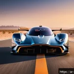 Home 20 애스턴마틴 발키리의 극한 퍼포먼스 리뷰 - A futuristic Aston Martin Valkyrie hypercar displayed on a desert road in the Middle East at sunset,...
