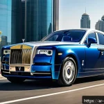 Home 18 롤스로이스 팬텀의 연료 효율성 - A luxurious Rolls-Royce Phantom parked on a sunlit urban street in a Middle Eastern city during gold...